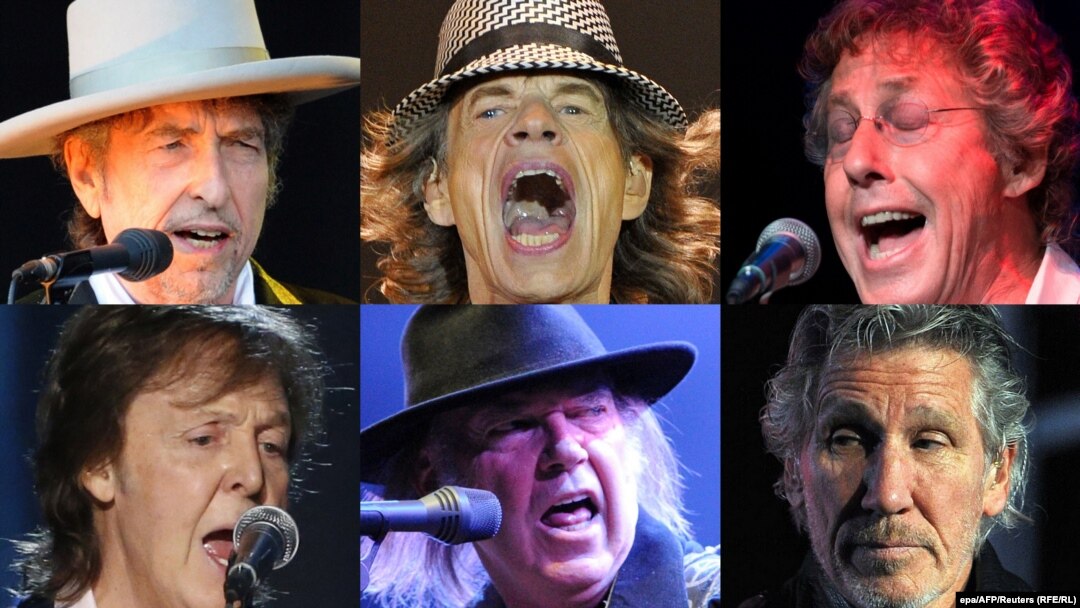 Bob Dylan, Mick Jagger, Roger Daltrey, Paul McCartney, Neil Young și Roger Waters
