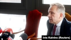 Голова центрального банку Латвії Ілмар Римшевич на прес-конференції у Ризі, 20 лютого 2018 року