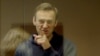 Russian opposition leader Aleksei Navalny in court in Moscow on February 16
