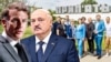 Каляж: Эманюэль Макрон, Аляксандар Лукашэнка, беларуская дэлегацыя на чале са Сьвятланай Ціханоўскай ва Ўкраіне