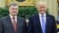 Ukrainian President Petro Poroshenko (left) and U.S. President Donald Trump pose in the Oval Office at the White House in Washington, D.C., on June 20, 2017.