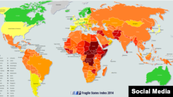 نقشه شاخص آسیب‌پذیری کشورها در سال ۲۰۱۴