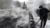 Tires are burnt to block an international highway in Ukraine. (EPA/Darek Delmanowicz)&nbsp;