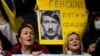 LEBANON – Ukrainians who live in Lebanon holds placards and chant slogans during a protest against Moscow's invasion of their country, outside the Russian embassy in Beirut, Lebanon, March 9, 2022