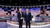 Marine Le Pen és François Macron egy 2017-es francia elnökválasztási tévévita előtt