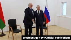 Аляксандар Лукашэнка і Ўладзімір Пуцін. Благавешчанск, Расея, 12 красавіка 