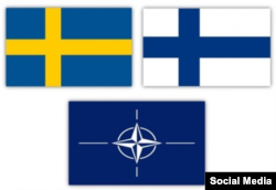 Прапори Швеції, Фінляндії та Північно-атлантичного альянсу (НАТО)