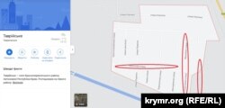 Улицы села Таврическое Красноперекопского района, якобы пострадавшие от «украинского снаряда» в Крыму, апрель 2022 года (скриншот из Google maps)