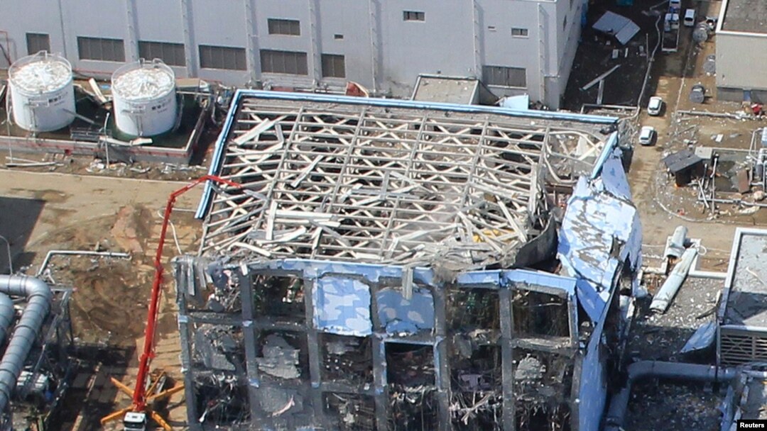 An aerial view of the Fukushima Daiichi Nuclear Power Station from March 24