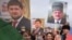 Фотографии Рамзана Кадыров и Ахмата Кадырова во время митинга в центре Грозного, 22 января 2016 года