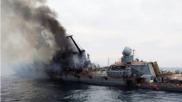 A photo shared on social media and widely believed to be the Moskva shows it on fire and listing badly. Five days after the loss of the ship, the fate of the Russian crew is still shrouded in mystery.