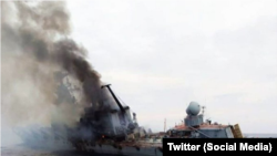 Oштетениот руски крстосувач „Москва“