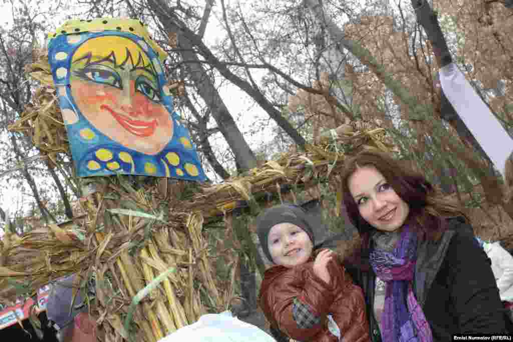 A scarecrow represents Lady Maslenitsa, the spirit of the festival.