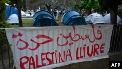 Extinderea listei țărilor care recunosc Palestina ca stat vine pe fondul protestelor internaționale față de ofensiva militară israeliană din Gaza. În imagine: pancartă cu „Palestina liberă” în valenciană, la un protest studențesc la Valencia, Spania, pe 3 mai. 