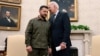 U.S. President Joe Biden (right) meets with Ukrainian President Volodymyr Zelenskiy in the Oval Office at the White House on September 21, 2023.