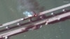 Спутниковый снимок повреждений Крымского моста. Утро 8 октября 2022 года