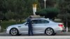 Turkmenistan. Policeman checking driver license. Car on the road. Ashgabat. October 2022 