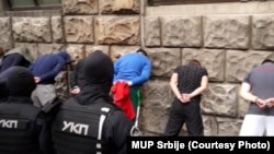 Those arrested by Belgrade police on October 10 are believed to be far-right hooligans who were protesting against the pan-European LGBT pride march that drew about 1,000 people to the center of the Serbian capital on September 17.