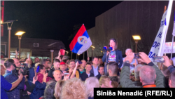 Jelena Trivic addressing at protest of opposition parties in Banja Luka