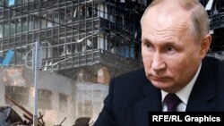 Владимир Путин и война в Украине. Коллаж