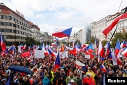 Protest anti-guvernamental din Praga, Cehia, 28 septembrie 2022.