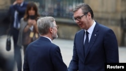 Fotografija iz arhive: Premijer Češke Petr Fiala i predsednik Srbije Aleksandar Vučić u Pragu, 6. oktobra 2022.