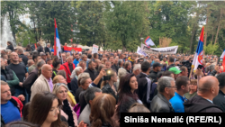 Opposition supporters protest against 'electoral irregularities' in Banja Luka on October 9. 