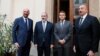 Czech Republic - Armenian Prime Minister Nikol Pashinan, Azerbaijani President Ilham Aliyev, French President Emmanuel Macron and European Council President Charles Michel meet in Prague, October 6, 2022.