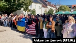 Protest na Cetinju protiv Ruske agresije na Ukrajinu.