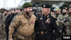 Глава российской Чечни Рамзан Кадыров и министр внутренних дел Чечни Руслан Алханов, Россия