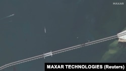 Поврежденный Керченский мост, 12 октября 2022 года