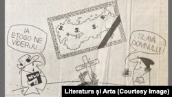 Caricatură de Dumitru Trifan din „Literatura și Arta”, 26 decembrie 1991