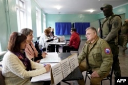 Так называемый референдум о «присоединении» оккупированных украинских территорий к России. Мариуполь, 27 сентября 2022 года