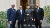 French President Emmanuel Macron (second from right) hosted a meeting in Prague last week with European Council President Charles Michel (left), bringing Azerbaijani President Ilham Aliyev (right) together with Armenian Prime Minister Nikol Pashinian.