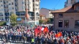Opening of the Bulgarian cultural club "Tsar Boris the Third" in Ohrid and protest against the opening - Ohrid, Macedonia, October 7, 2022