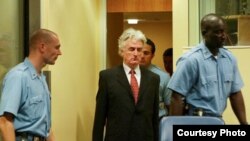 Radovan Karadžić koji se pred Haškim sudom brani sam od optužbi za genocid u Srebrenici i više općina u BiH, uzimanje međunarodnih promatrača za taoce te napade na Sarajevo, foto Goran Jungvirth
