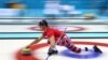 Skip Thomas Ulsrud of Norway practices ahead of the curling tournament at the Ice Cube Curling Center in Sochi.