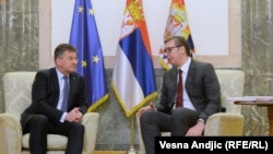 Specijalni predstavnik EU za dijalog Beograda i Prištine Miroslav Lajčak i predsednik Srbije Aleksandar Vučić u Beogradu, 20. april 2022.