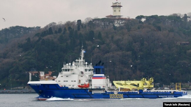 Ukraine's national news agency reported that the Russian Navy had "lost" the Vsevolod Bobrov in the purported strike off Snake Island. (file photo)