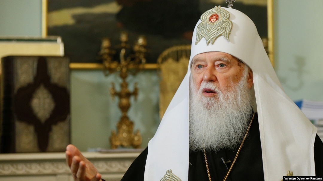 Filaret speaks during an interview with Reuters in Kyiv in September 2018. 