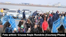 Ukrán menekültek Romániában 2022. március 4-én