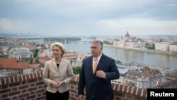 Претседателката на ЕК Урсула фон дер Лајен и унгарскиот премиер Виктор Орбан, Будимпешта
