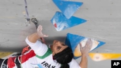 Sportistja iraniane, Elnaz Rekabi gjatë garës në Kampionatin Aziatik në Korenë e Jugut më 16 tetor 2022. 
