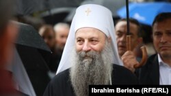 Kreu i Kishës Ortodokse Serbe, patriarku Porfirije gjatë vizitës në Patrikanën e Pejës më 14 tetor 2022. 