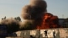 Дым поднимается после удара российских беспилотников. Киев, 17 октября 2022 года