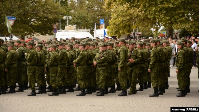 Мітинг, присвячений проводам російських військовослужбовців 47-ї мотострілецької дивізії на війну в Україні, Севастополь, 27 вересня 2022 року