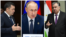 Эмомалӣ Раҳмон, раиси ҷумҳури Тоҷикистон (рост); Владимир Путин, президенти Русия (байн) ва Содир Ҷабборов (Жапаров), раиси ҷумҳури Қирғизистон (чап)