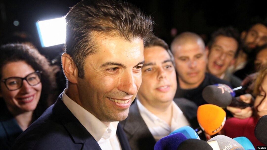 The party of former Prime Minister Kiril Petkov, shown talking to journalists after polling on October 2, came in second in the vote with 20.2 percent.