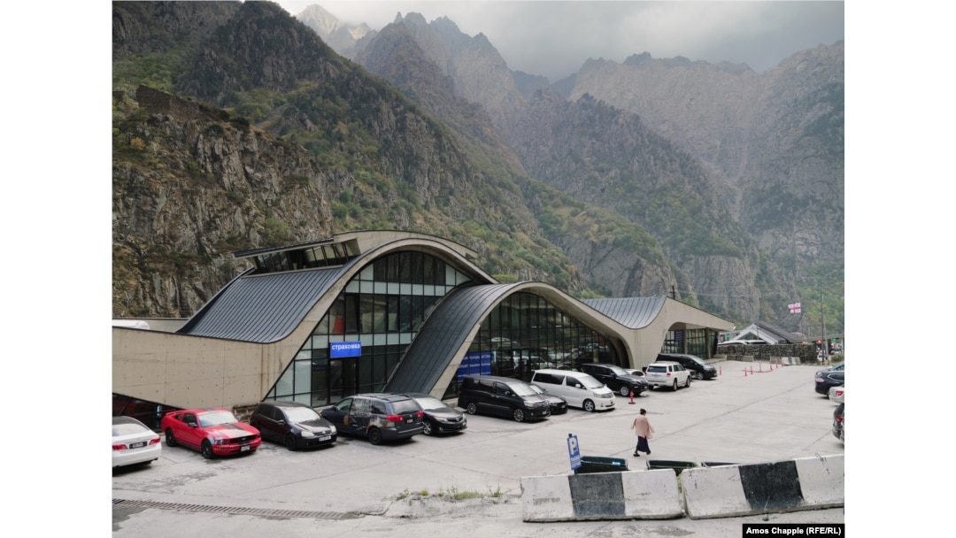 On the Georgian side of the border crossing