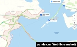 Російський ресурс «Яндекс» не фіксує заторів на під'їздах до Керченської поромної переправи після вибуху на Керченському мосту, 12 жовтня 2022 року